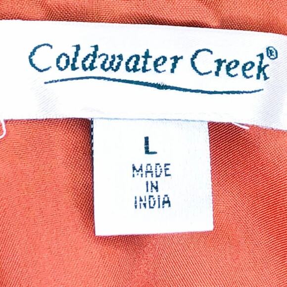 Coldwater Creek Embroidered Open Front Linen Jacket L Green Rust Blue - Picture 4 of 5